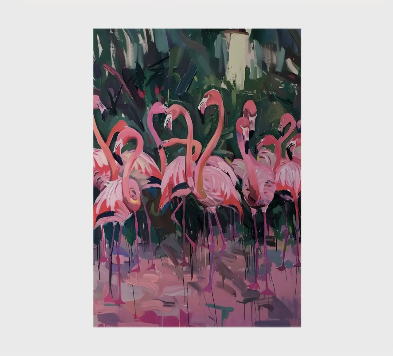 Troupeau de flamants - Art impressionniste expressif de la faune et de la flore carnet de notes de ClubArt