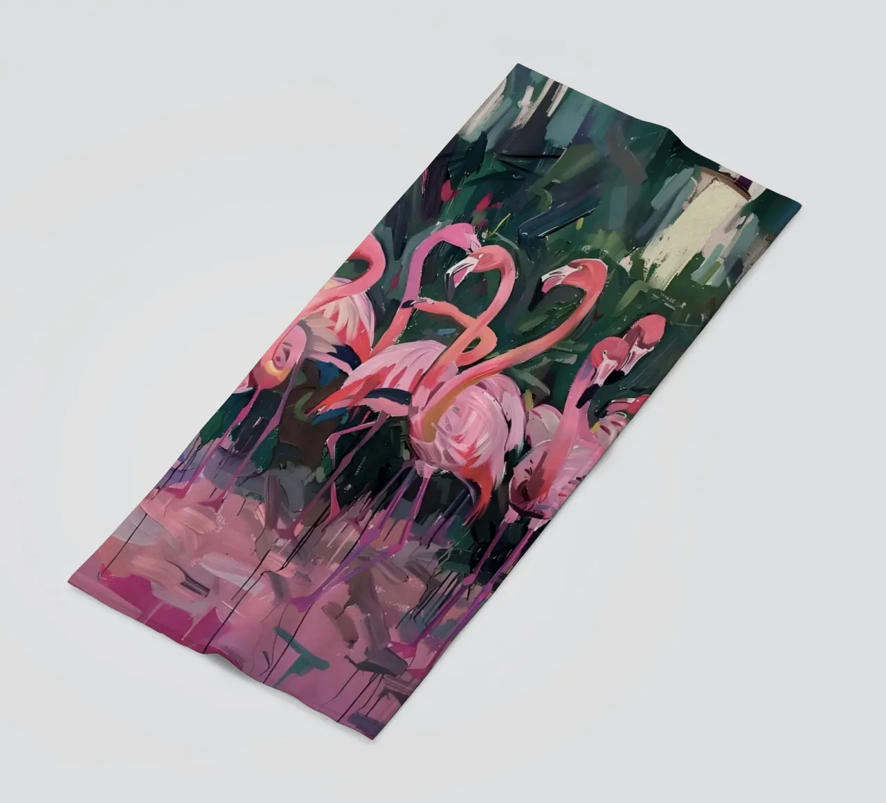 Troupeau de flamants - Art impressionniste expressif de la faune et de la flore serviette de plage de ClubArt