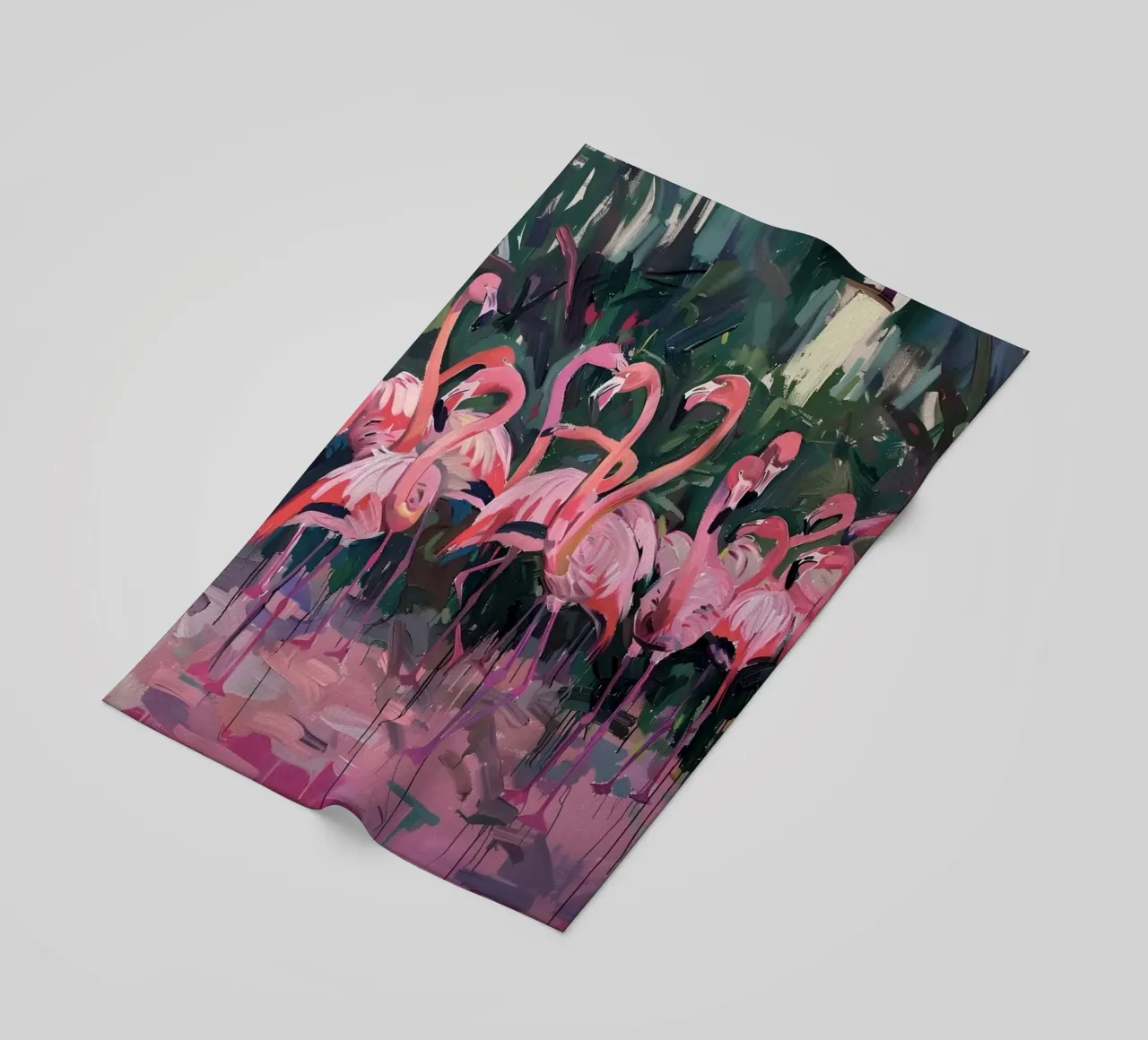 Troupeau de flamants - Art impressionniste expressif de la faune et de la flore serviette de plage de ClubArt