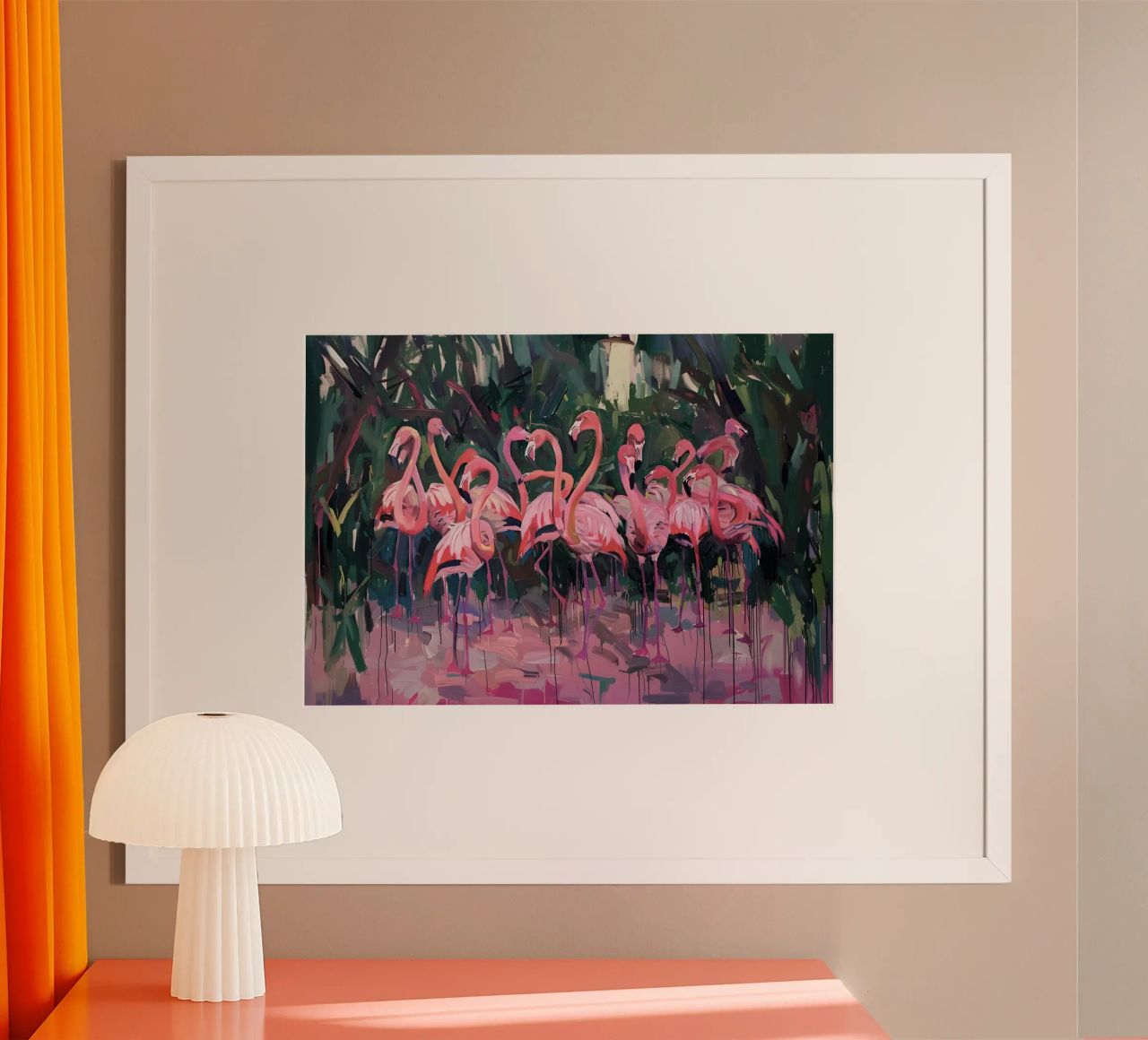 Flamingo-Schwarm - Ausdrucksstarke impressionistische Kunst der Tierwelt Poster von ClubArt