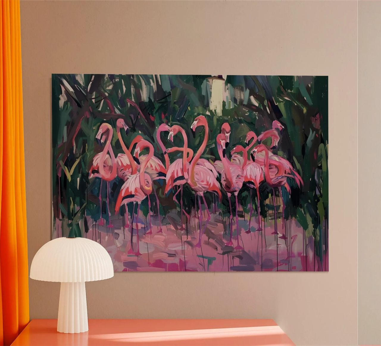 Flamingo-Schwarm - Ausdrucksstarke impressionistische Kunst der Tierwelt Poster von ClubArt