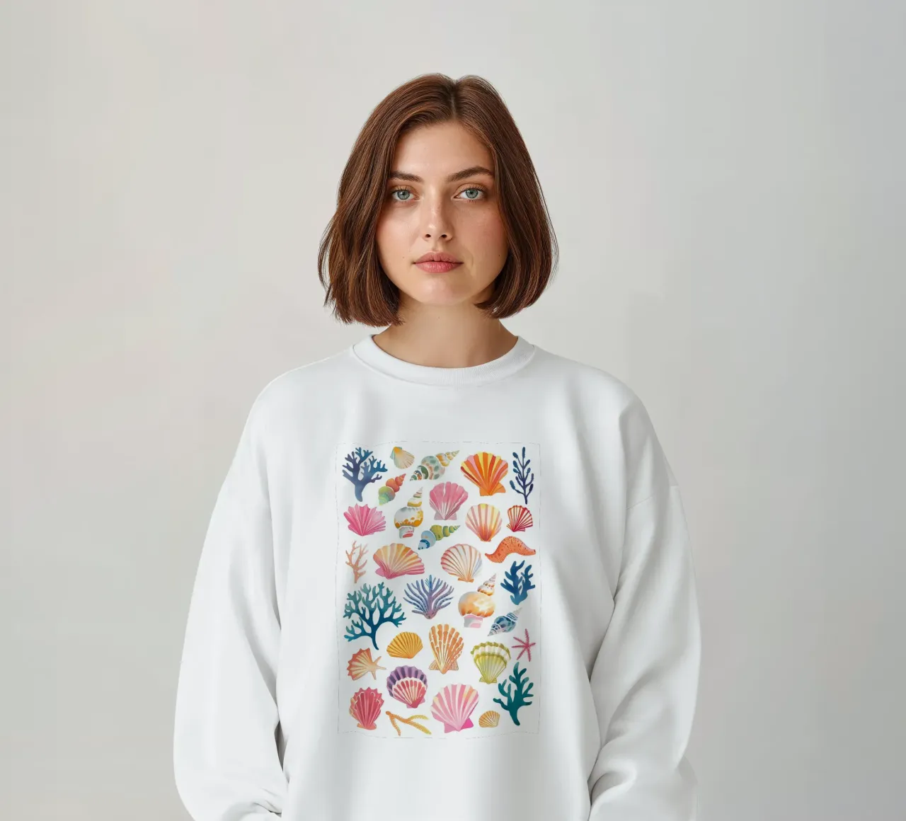 Watercolor Seashells & Coral - Coastal Beach Art Print sweatshirt by ClubArt