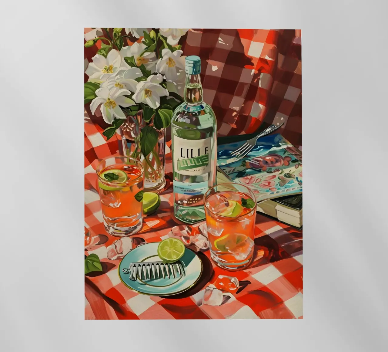 Lillet Picnic - Una vivace natura morta di Janet Fish pellicola backlit da ClubArt