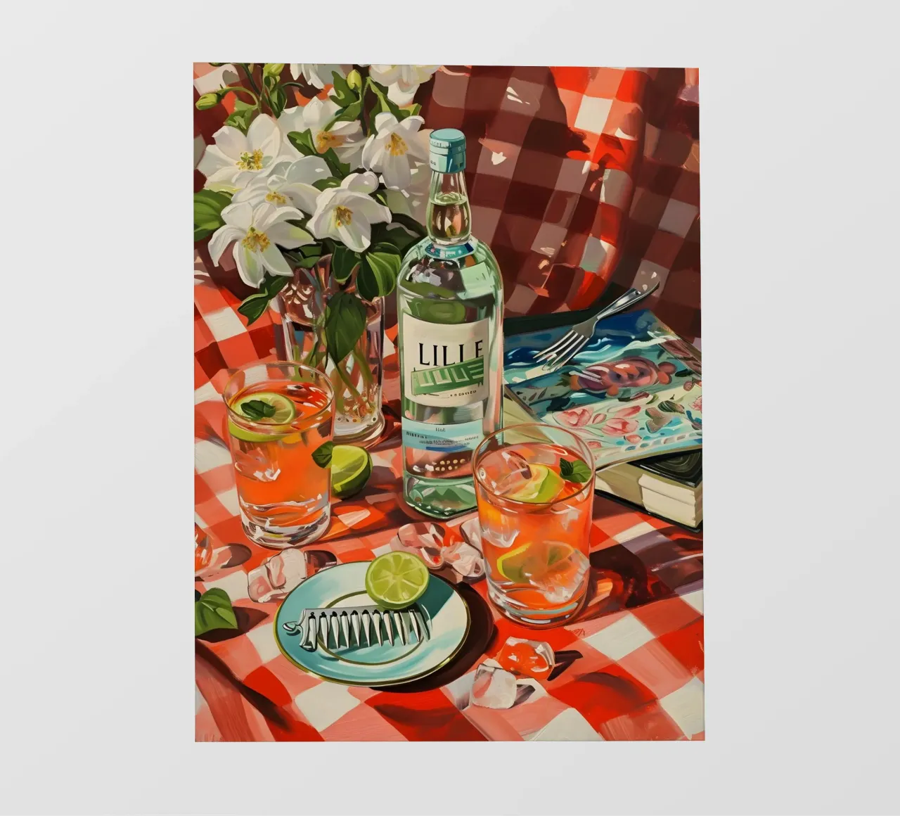 Lillet Picnic - Una vivace natura morta di Janet Fish pellicola backlit da ClubArt