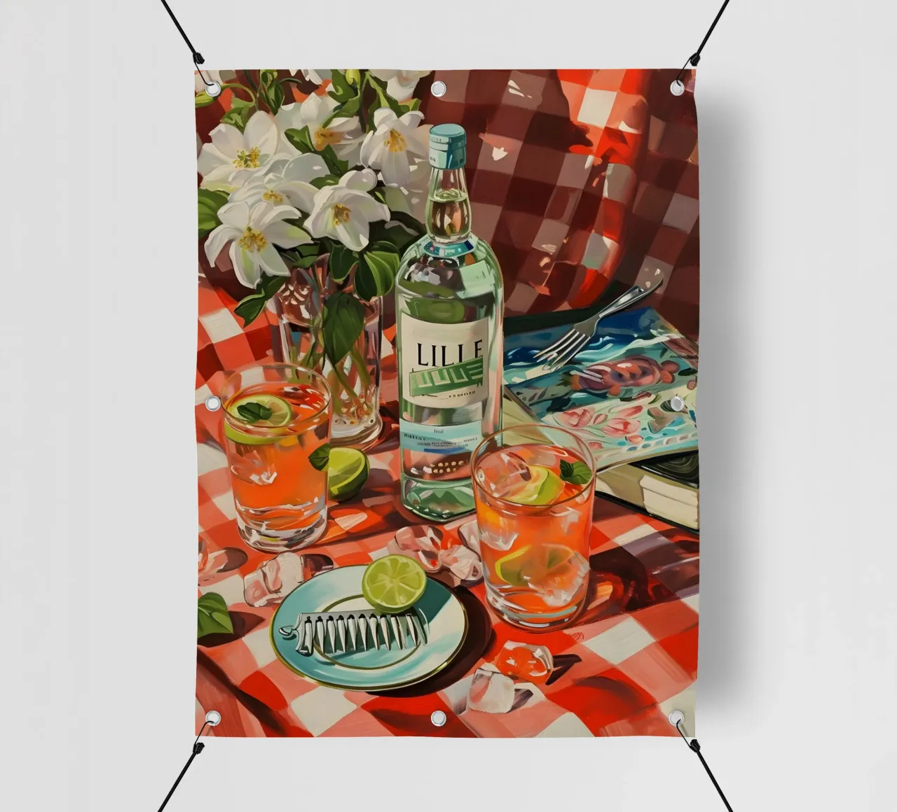 Lillet Picnic - Una vivace natura morta di Janet Fish telo in pvc da ClubArt