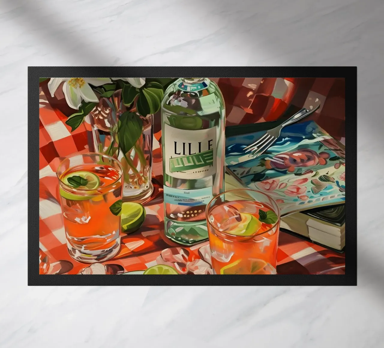 Lillet Picnic - Una vivace natura morta di Janet Fish zerbino da ClubArt