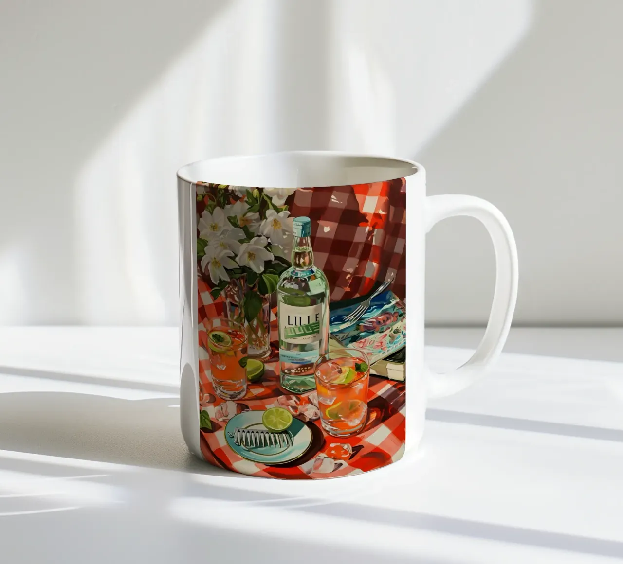 Lillet Picnic - Una vivace natura morta di Janet Fish tazza in ceramica da ClubArt