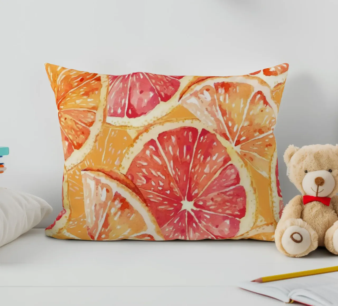 Citrus Slices Pattern - Vibrant Orange & Grapefruit Art kussen van ClubArt