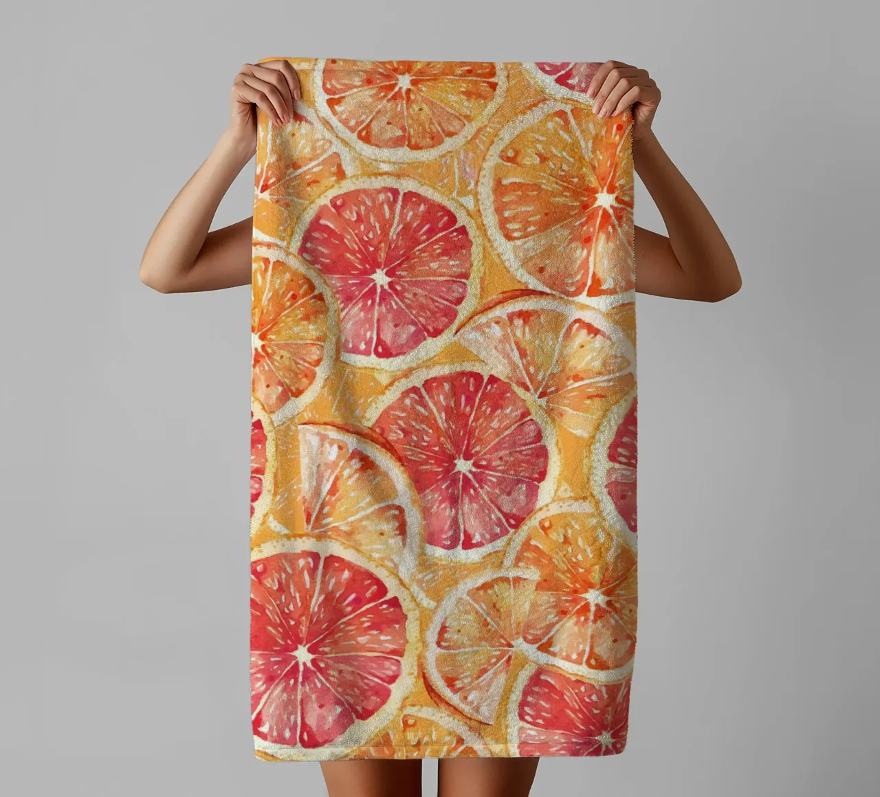Citrus Slices Pattern - Vibrant Orange & Grapefruit Art badhanddoek van ClubArt