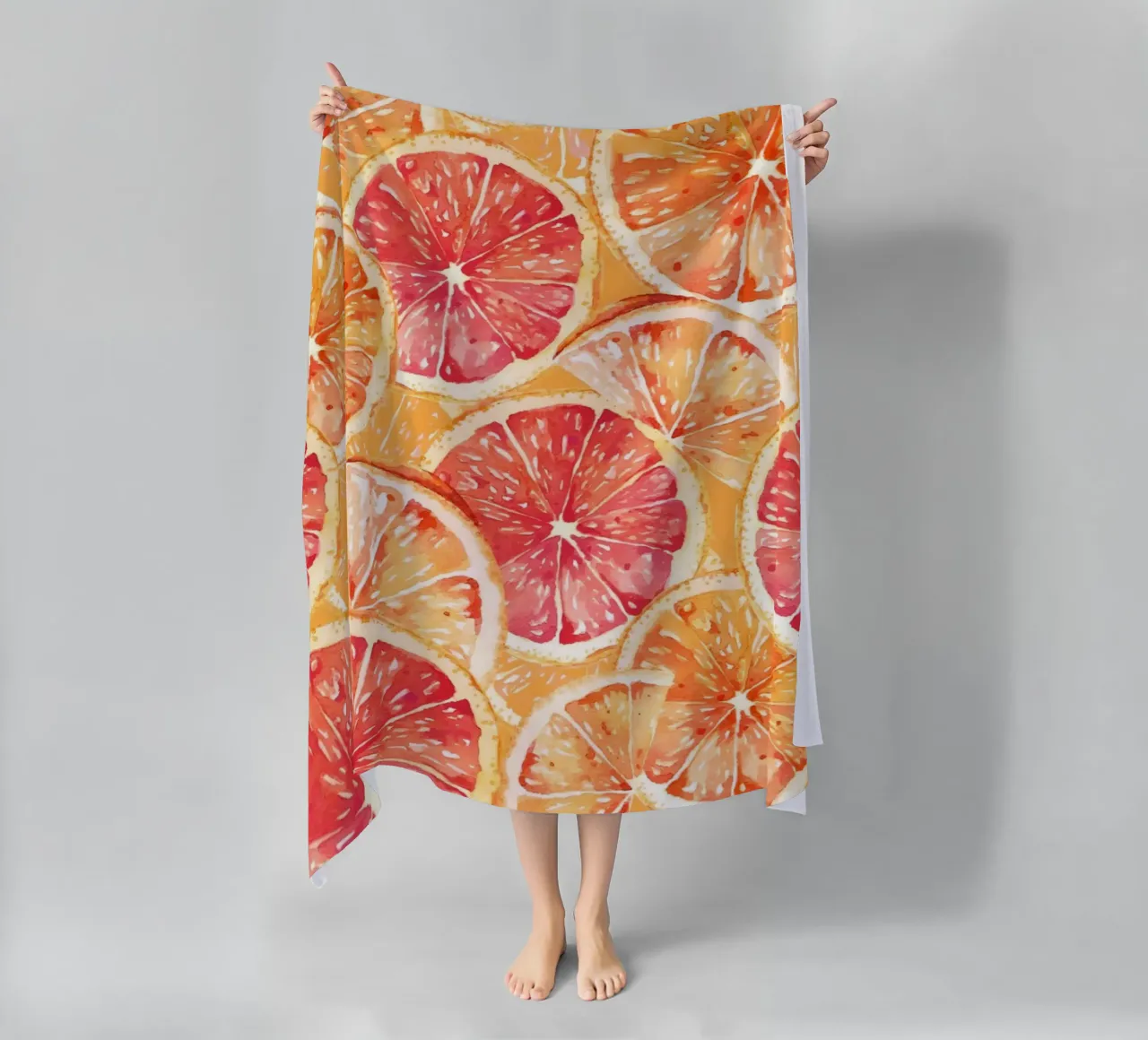 Citrus Slices Pattern - Vibrant Orange & Grapefruit Art strandhanddoek van ClubArt