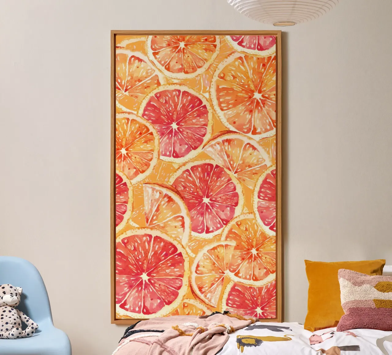 Citrus Slices Pattern - Vibrant Orange & Grapefruit Art alu-dibond by ClubArt