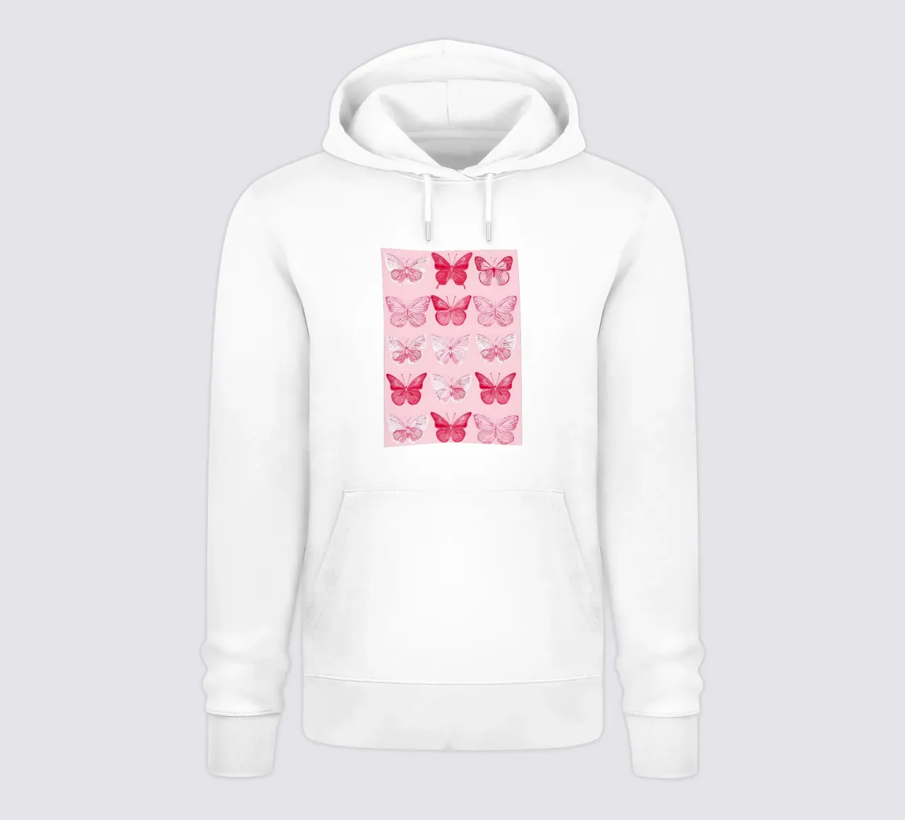 Farfalle eleganti - Stampa d'arte minimalista con motivo rosa felpa con cappuccio da ClubArt