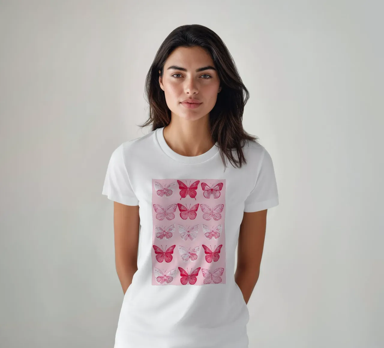 Elegant Butterflies - Pink Pattern Minimalist Art Print t-shirt by ClubArt