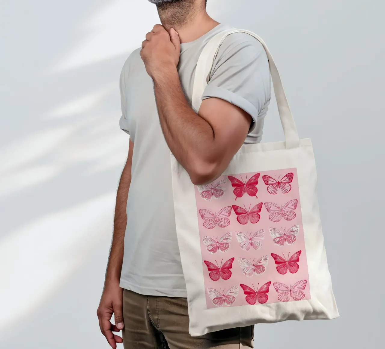 Elegant Butterflies - Pink Pattern Minimalist Art Print tote bag by ClubArt