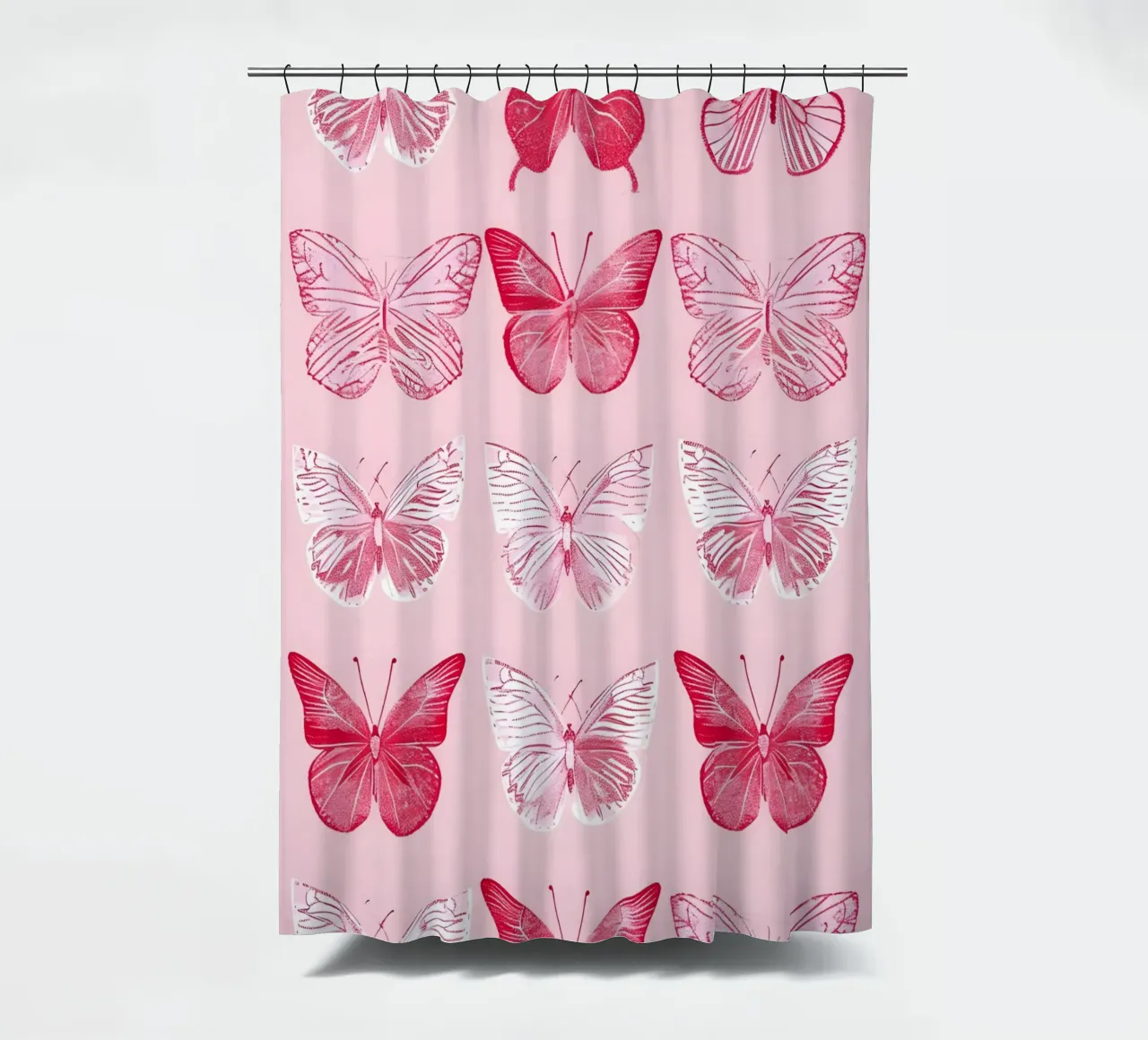 Elegante Schmetterlinge - Rosa Muster Minimalistischer Kunstdruck Duschvorhang von ClubArt