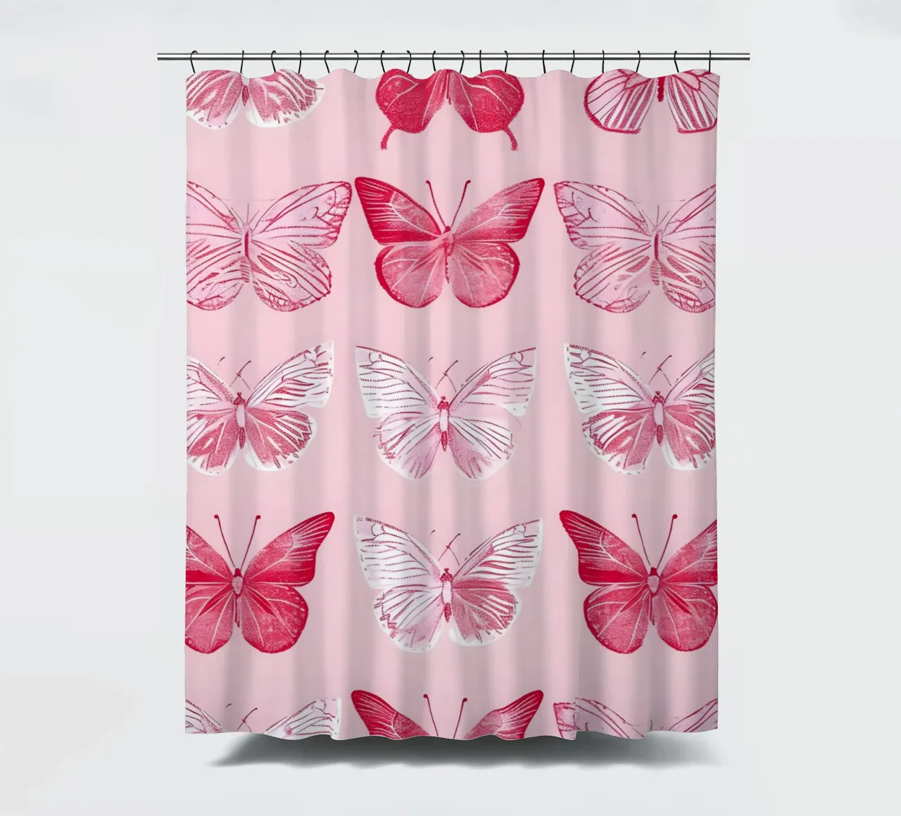 Elegante Schmetterlinge - Rosa Muster Minimalistischer Kunstdruck Duschvorhang von ClubArt