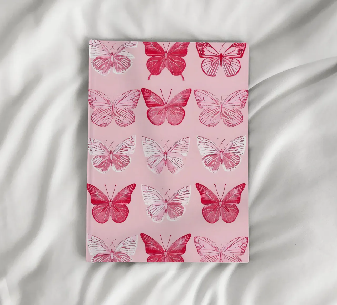 Elegant Butterflies - Pink Pattern Minimalist Art Print notebook by ClubArt