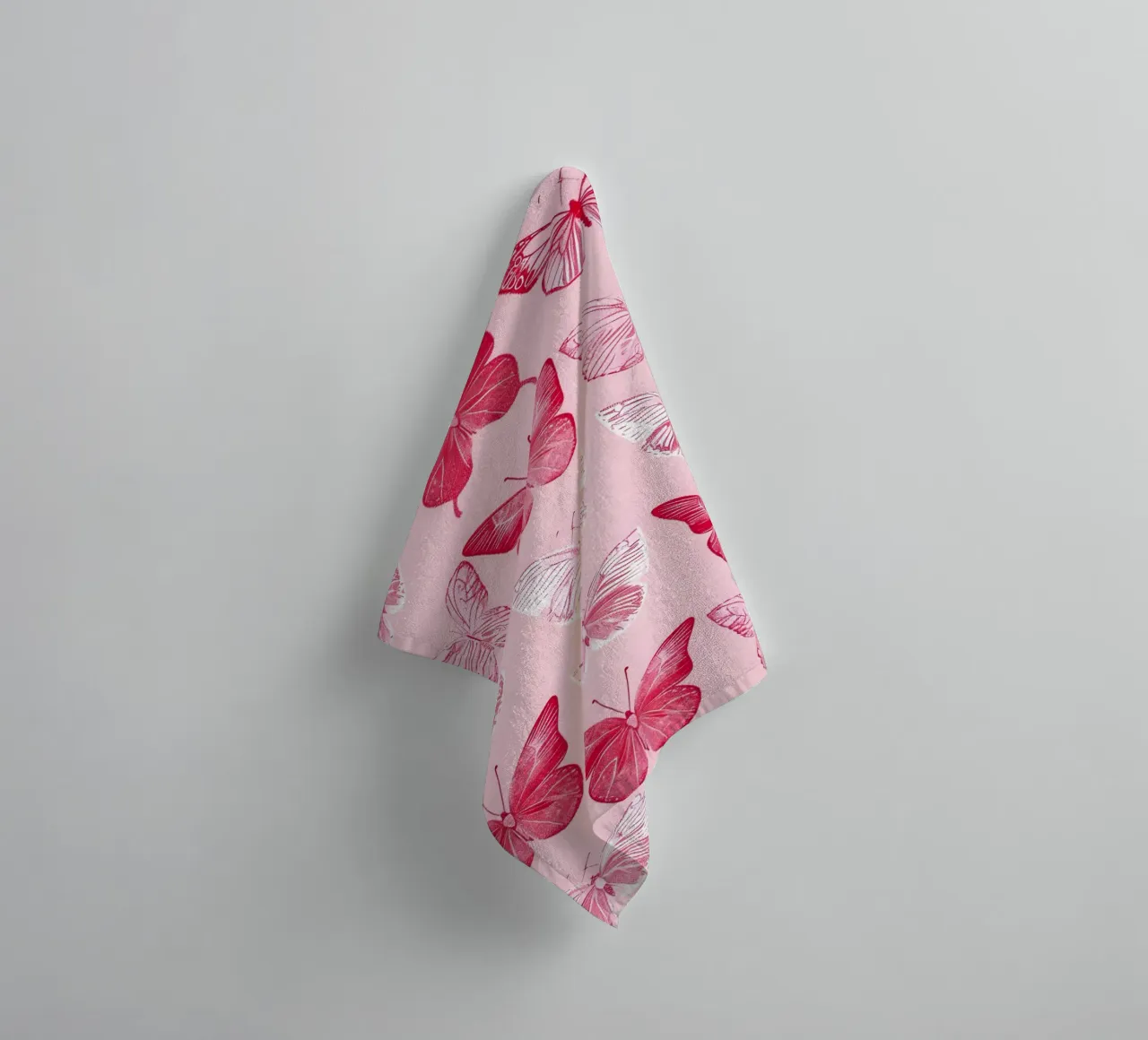 Elegant Butterflies - Pink Pattern Minimalist Art Print towel by ClubArt