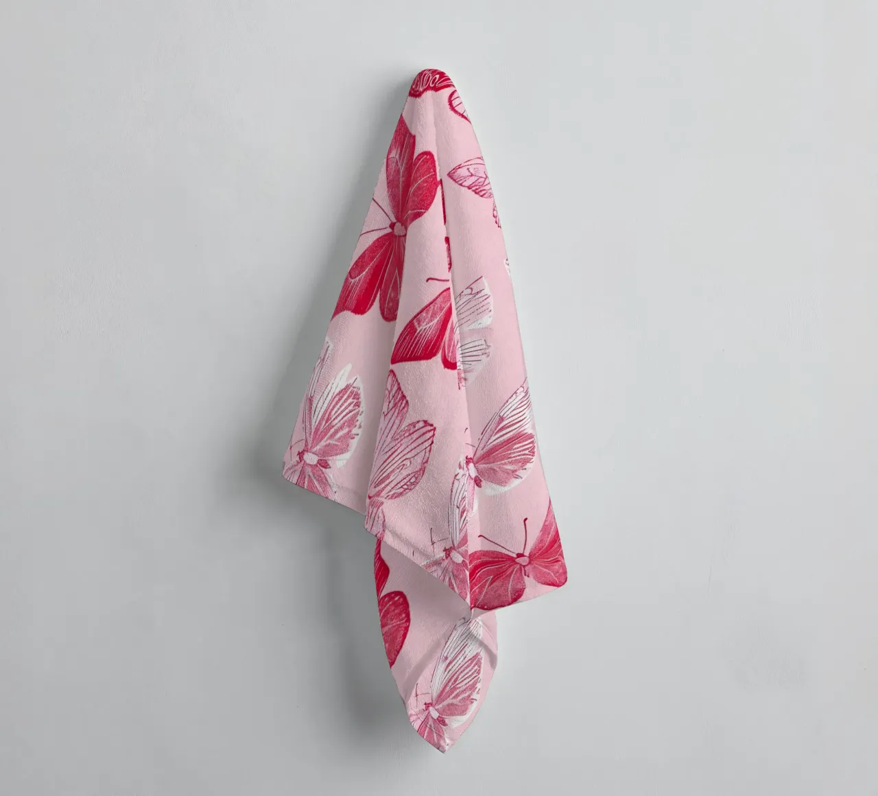 Elegant Butterflies - Pink Pattern Minimalist Art Print towel by ClubArt