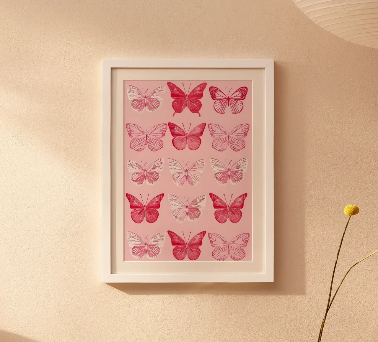 Elegant Butterflies - Pink Pattern Minimalist Art Print hahnemühle by ClubArt