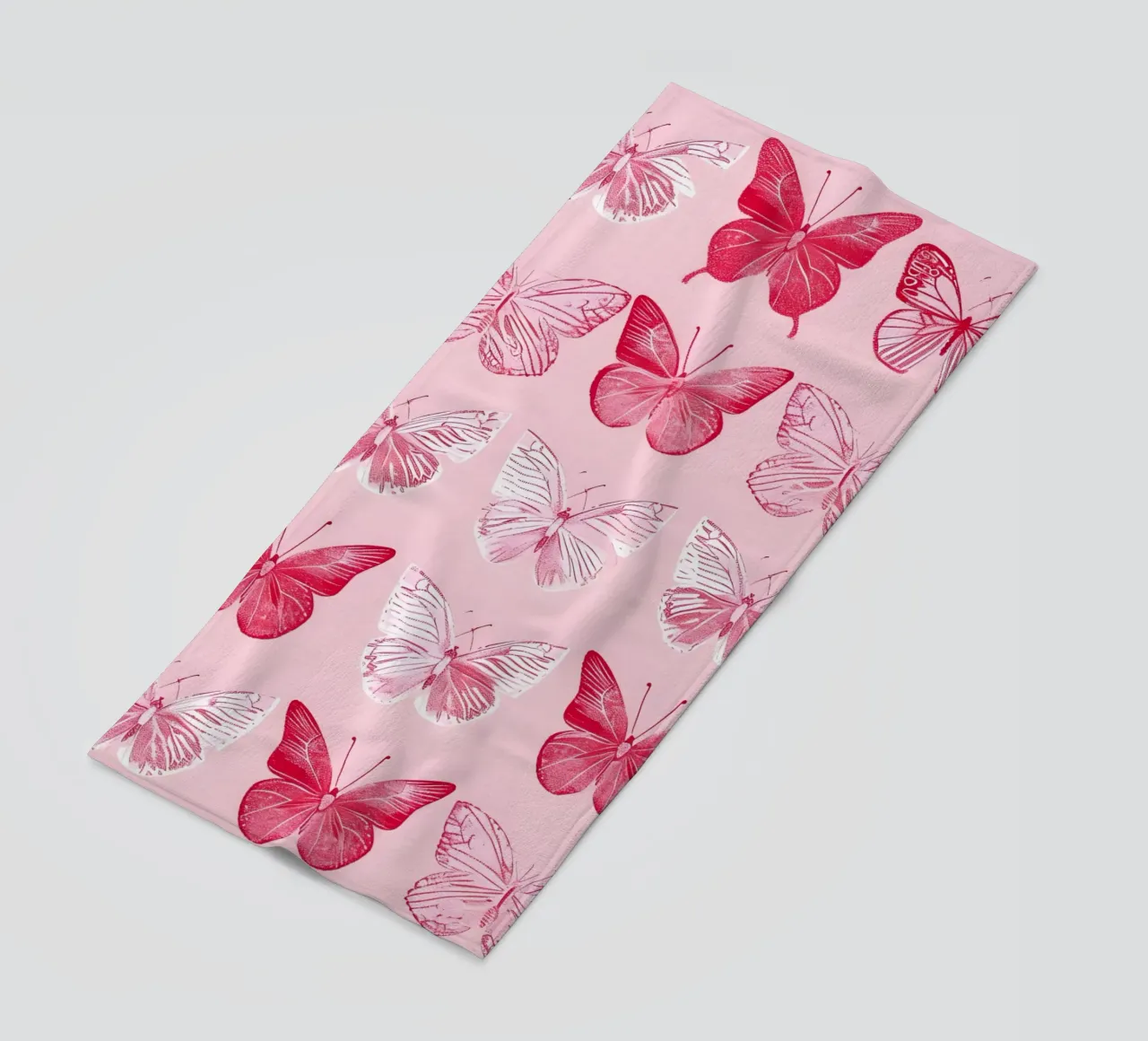 Elegant Butterflies - Pink Pattern Minimalist Art Print beach towel by ClubArt