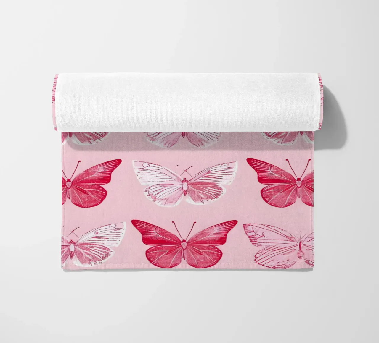Elegant Butterflies - Pink Pattern Minimalist Art Print beach towel by ClubArt