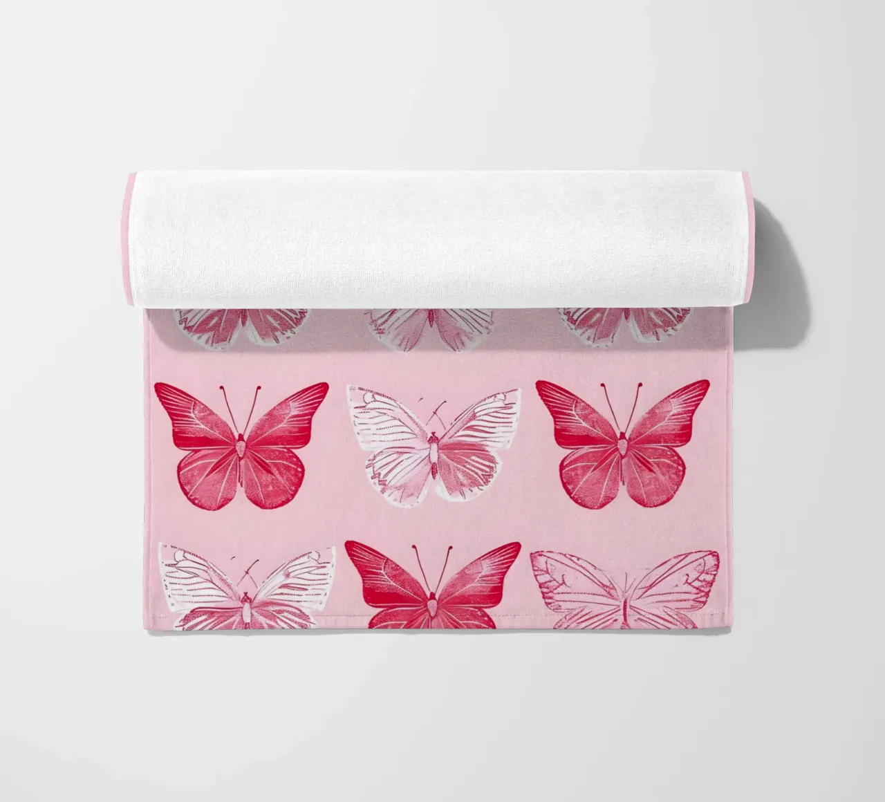 Elegant Butterflies - Pink Pattern Minimalist Art Print beach towel by ClubArt