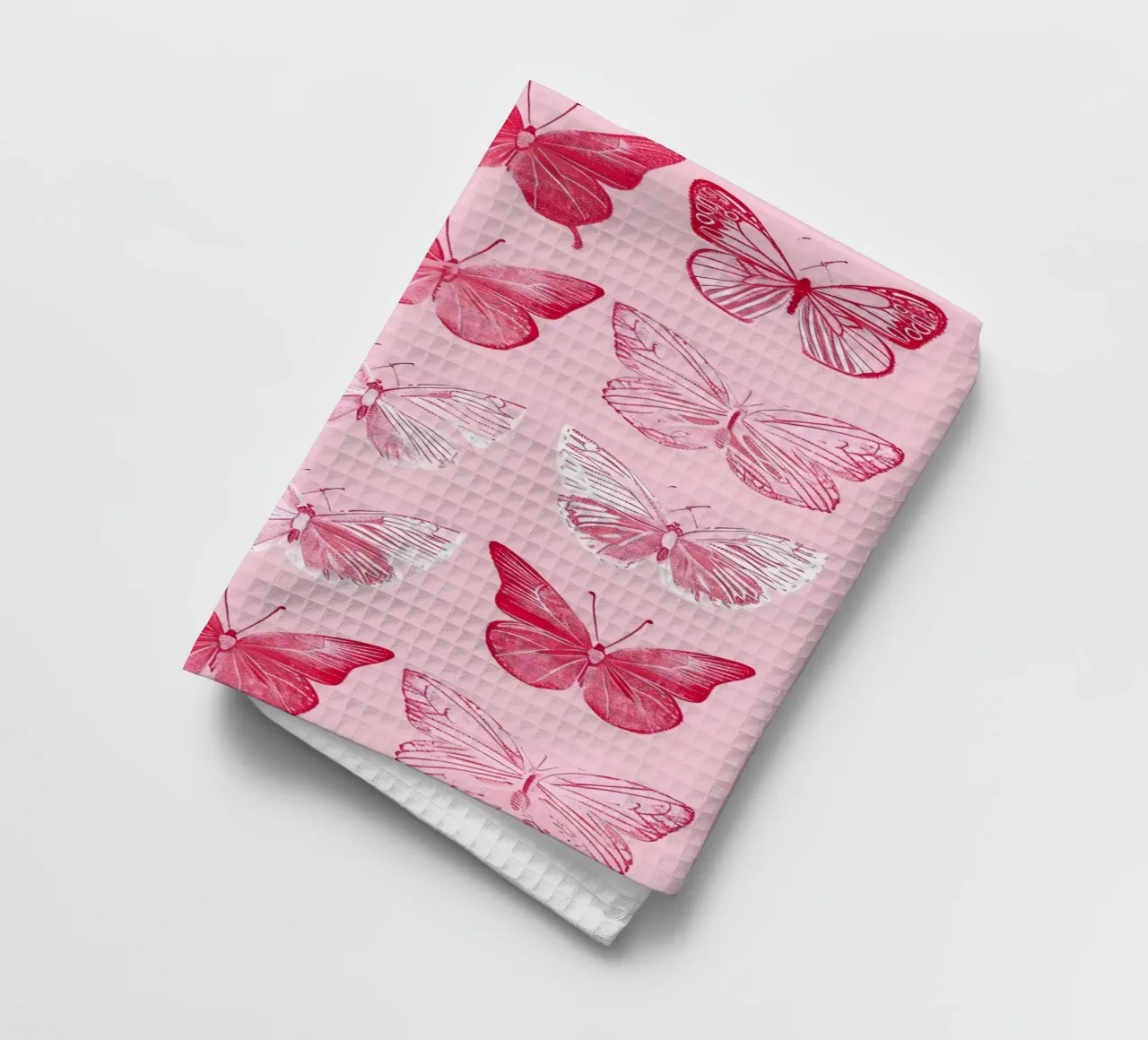 Elegant Butterflies - Pink Pattern Minimalist Art Print tea towel by ClubArt