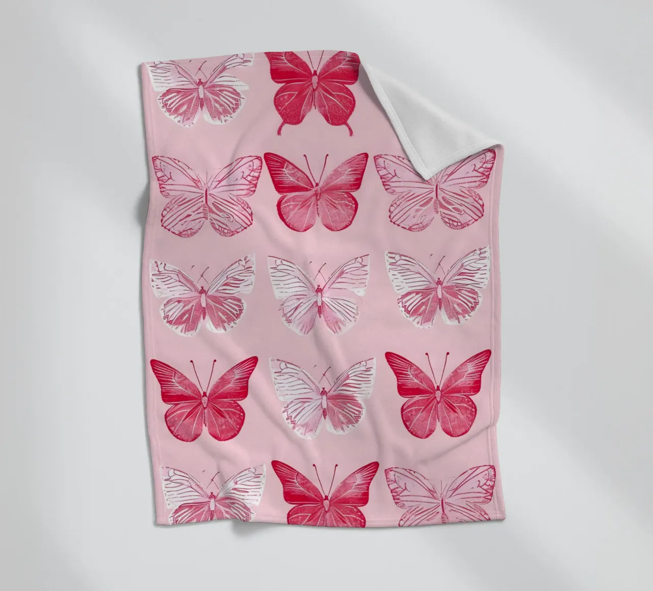 Elegant Butterflies - Pink Pattern Minimalist Art Print fleece blanket by ClubArt