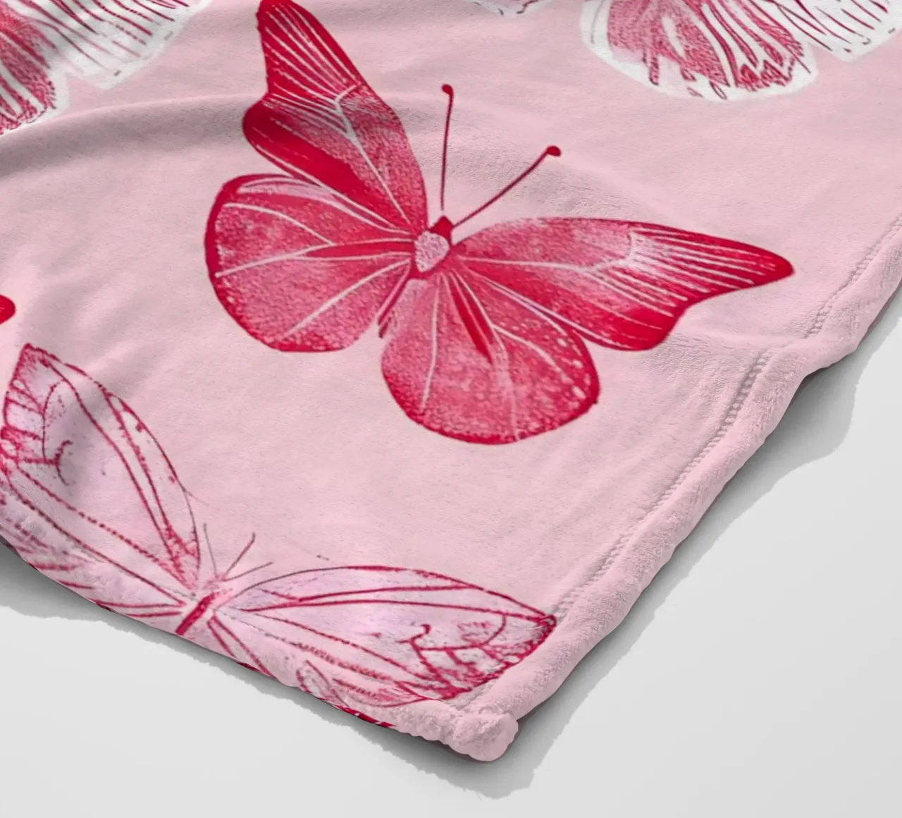 Elegant Butterflies - Pink Pattern Minimalist Art Print fleece blanket by ClubArt