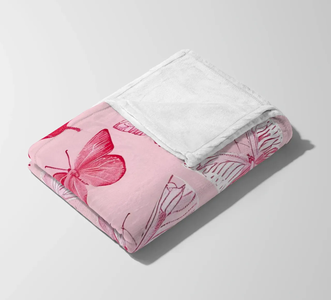 Elegant Butterflies - Pink Pattern Minimalist Art Print fleece blanket by ClubArt