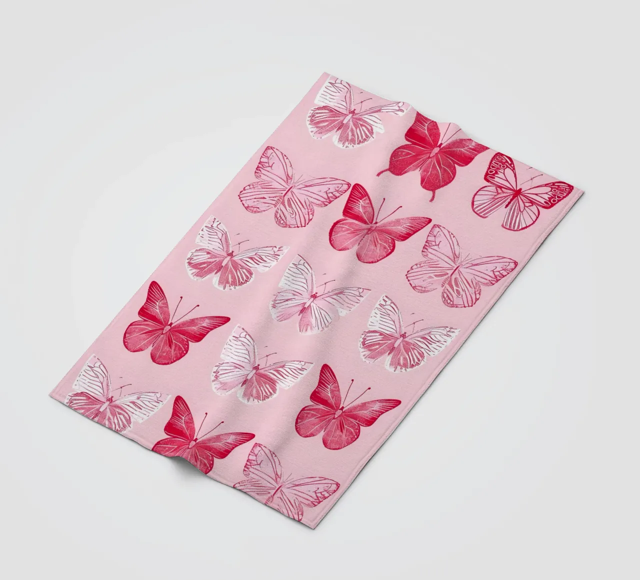 Elegant Butterflies - Pink Pattern Minimalist Art Print fleece blanket by ClubArt