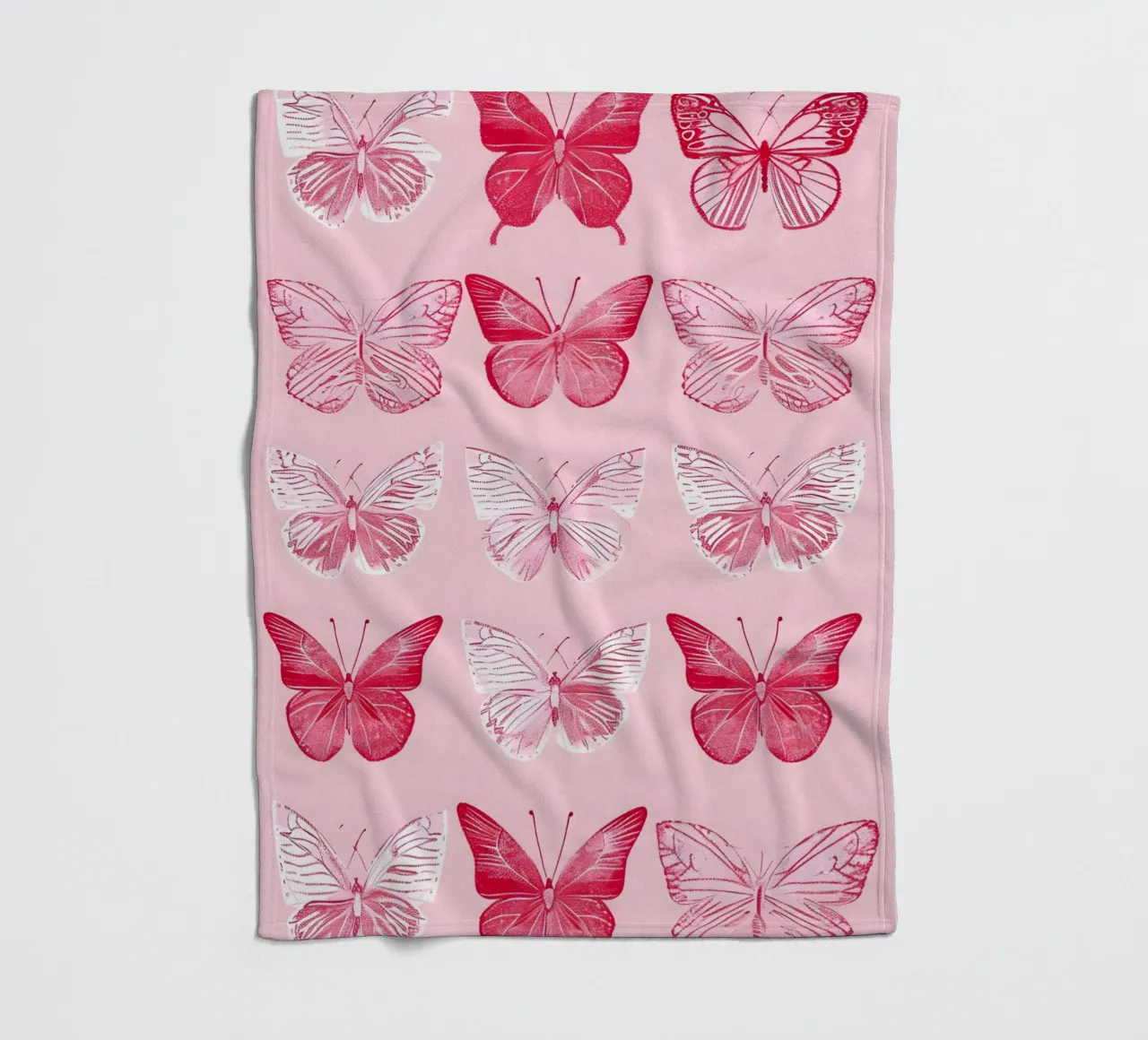 Elegant Butterflies - Pink Pattern Minimalist Art Print fleece blanket by ClubArt