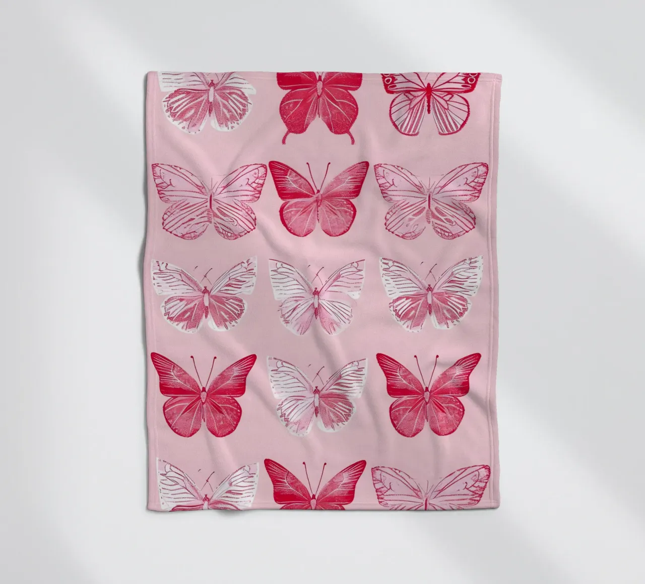 Elegant Butterflies - Pink Pattern Minimalist Art Print fleece blanket by ClubArt