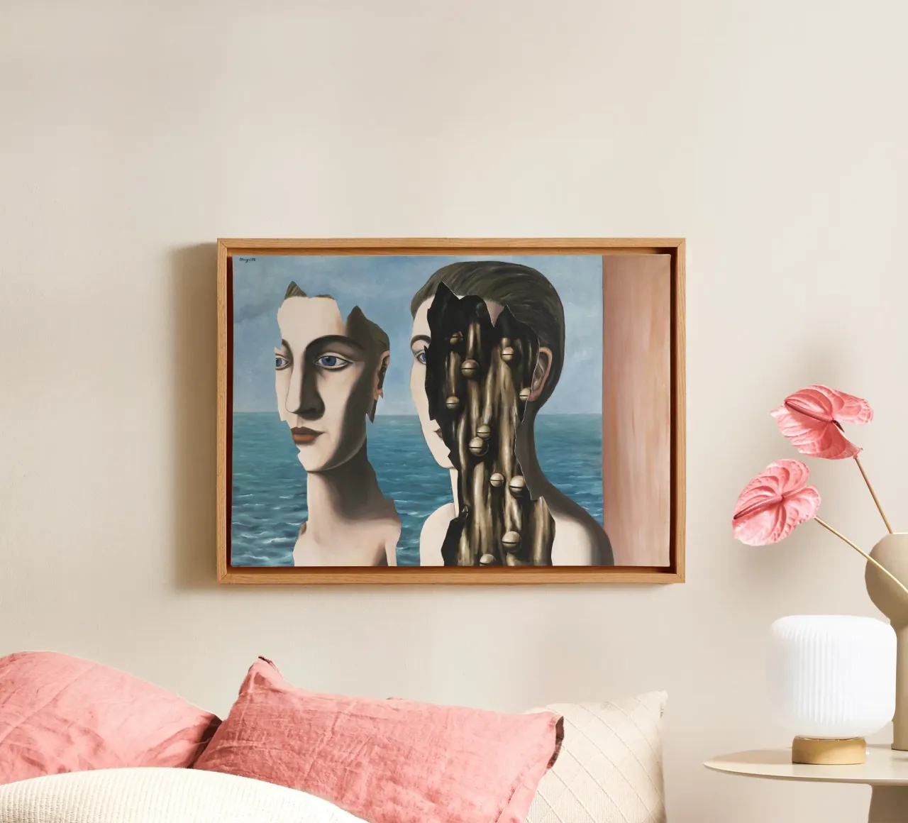 “The Double Secret” (Le Double Secret) by René Magritte canvas with Floater frame by Classic Art Prints