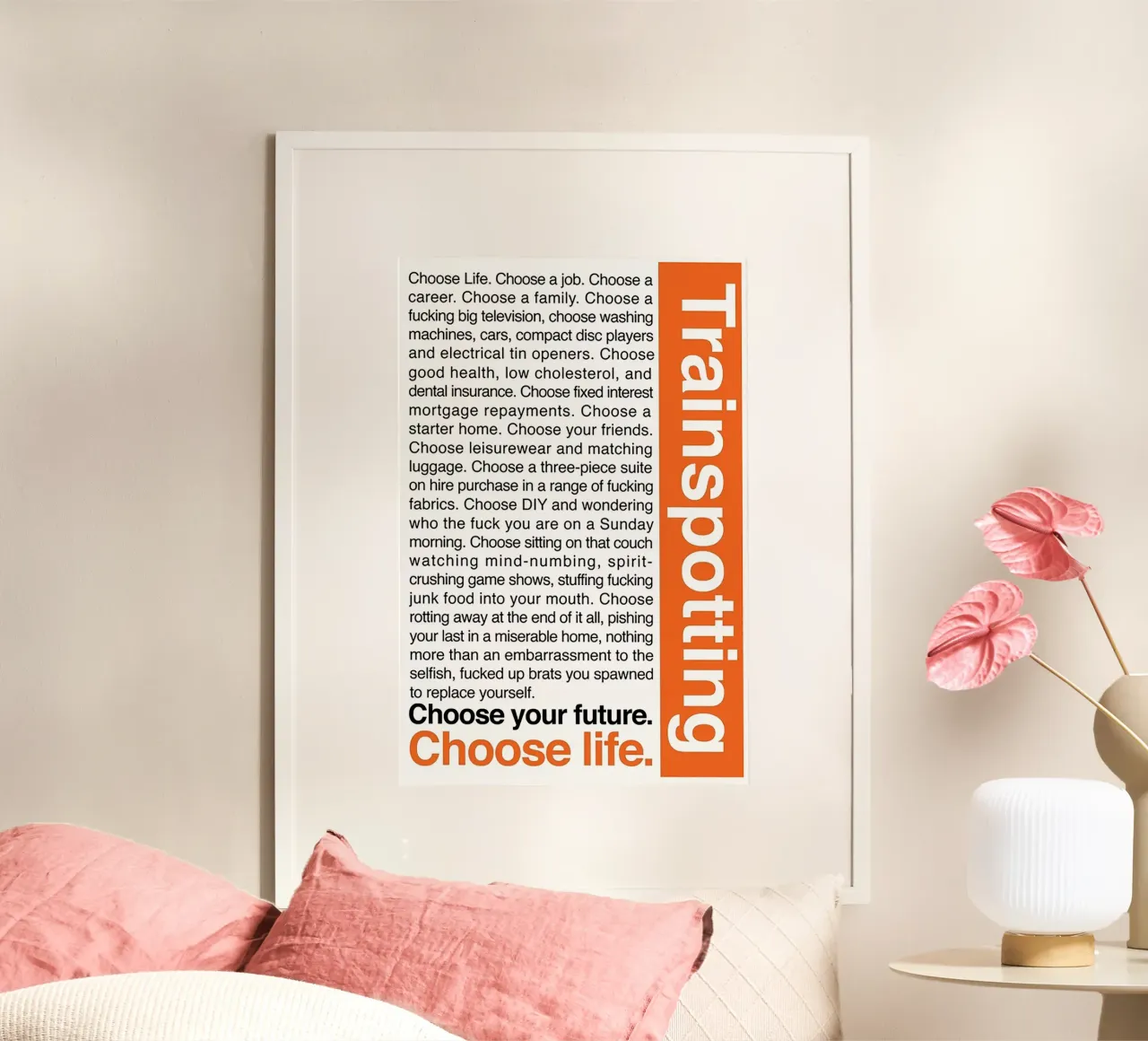 Trainspotting poster con telaio in legno da Attaboy Dsgn