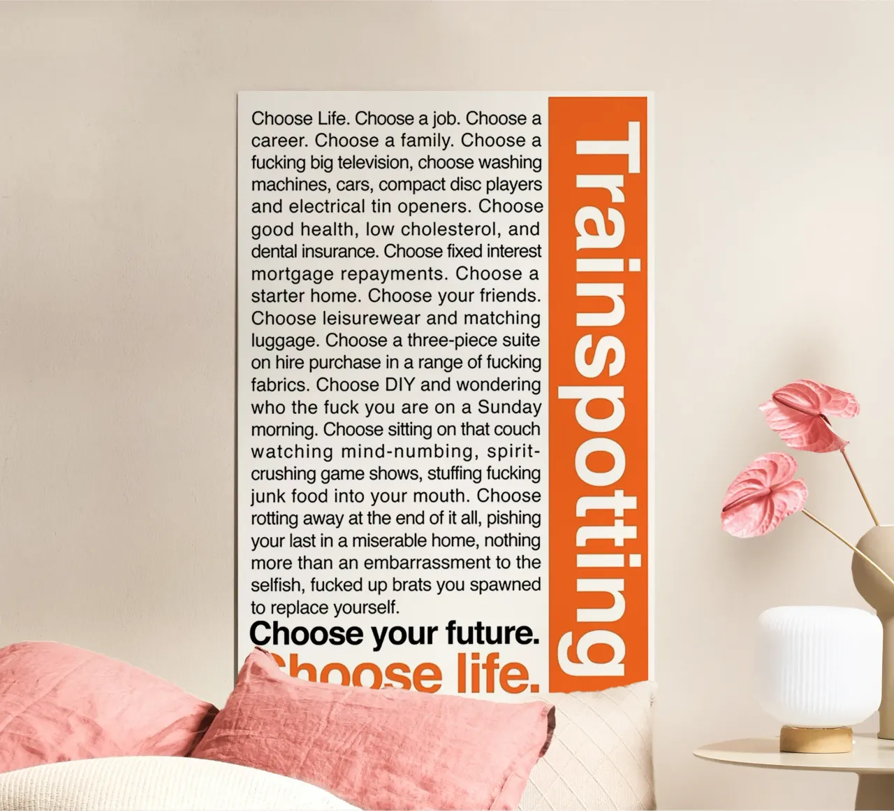 Trainspotting poster con telaio in legno da Attaboy Dsgn