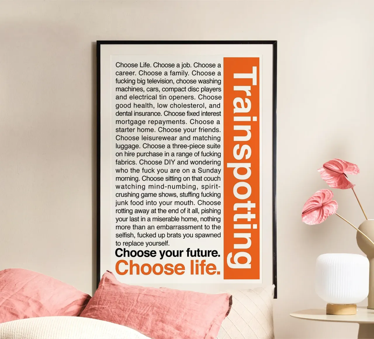 Trainspotting poster con telaio in legno da Attaboy Dsgn