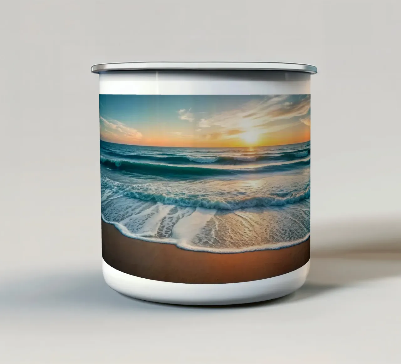 Spiaggia all'alba tazza in smalto da Wild Beauty