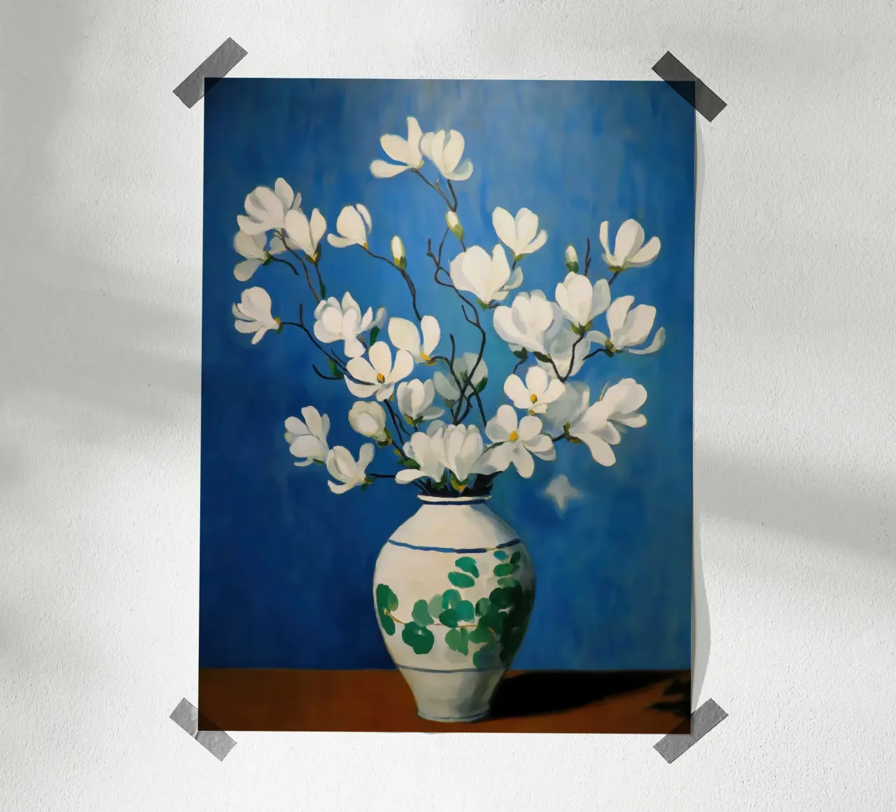 Magnolie su vaso poster con telaio in plastica da Imagine