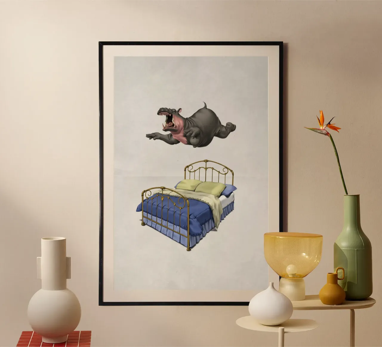 Break Time (Wordless) poster con telaio in legno da Rob Art | Illustration