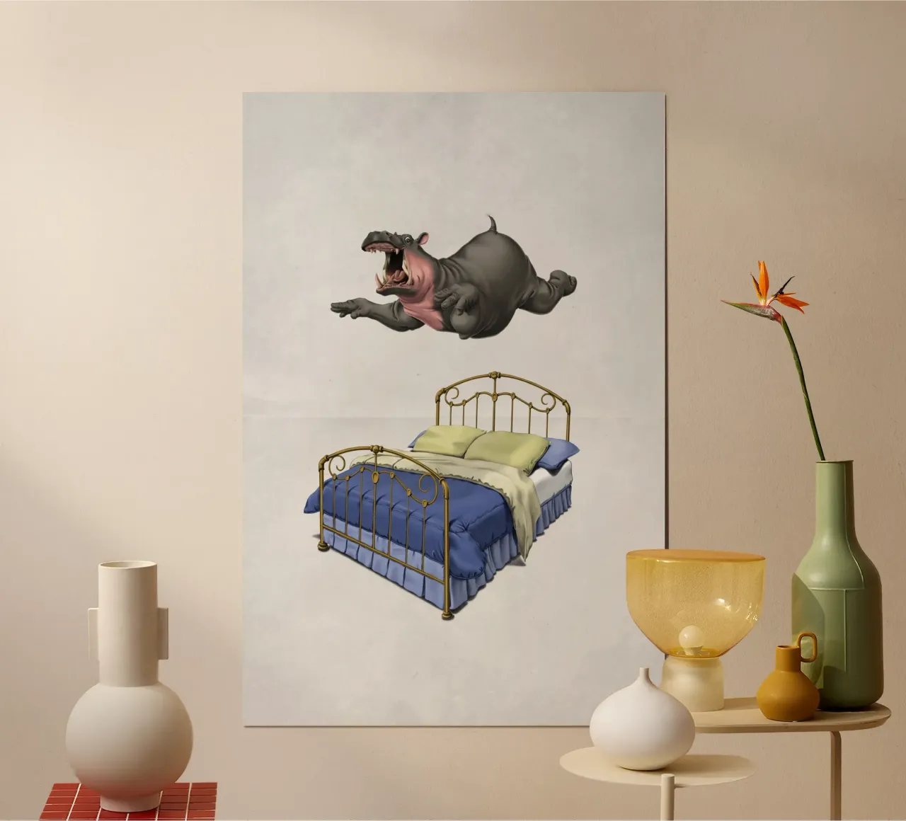 Break Time (Wordless) poster con telaio in legno da Rob Art | Illustration