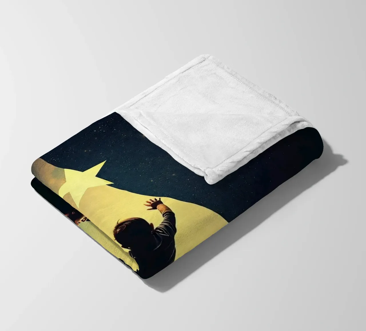 Child reaching for a star while parent looks on in awe fleece blanket by DesignDoodle