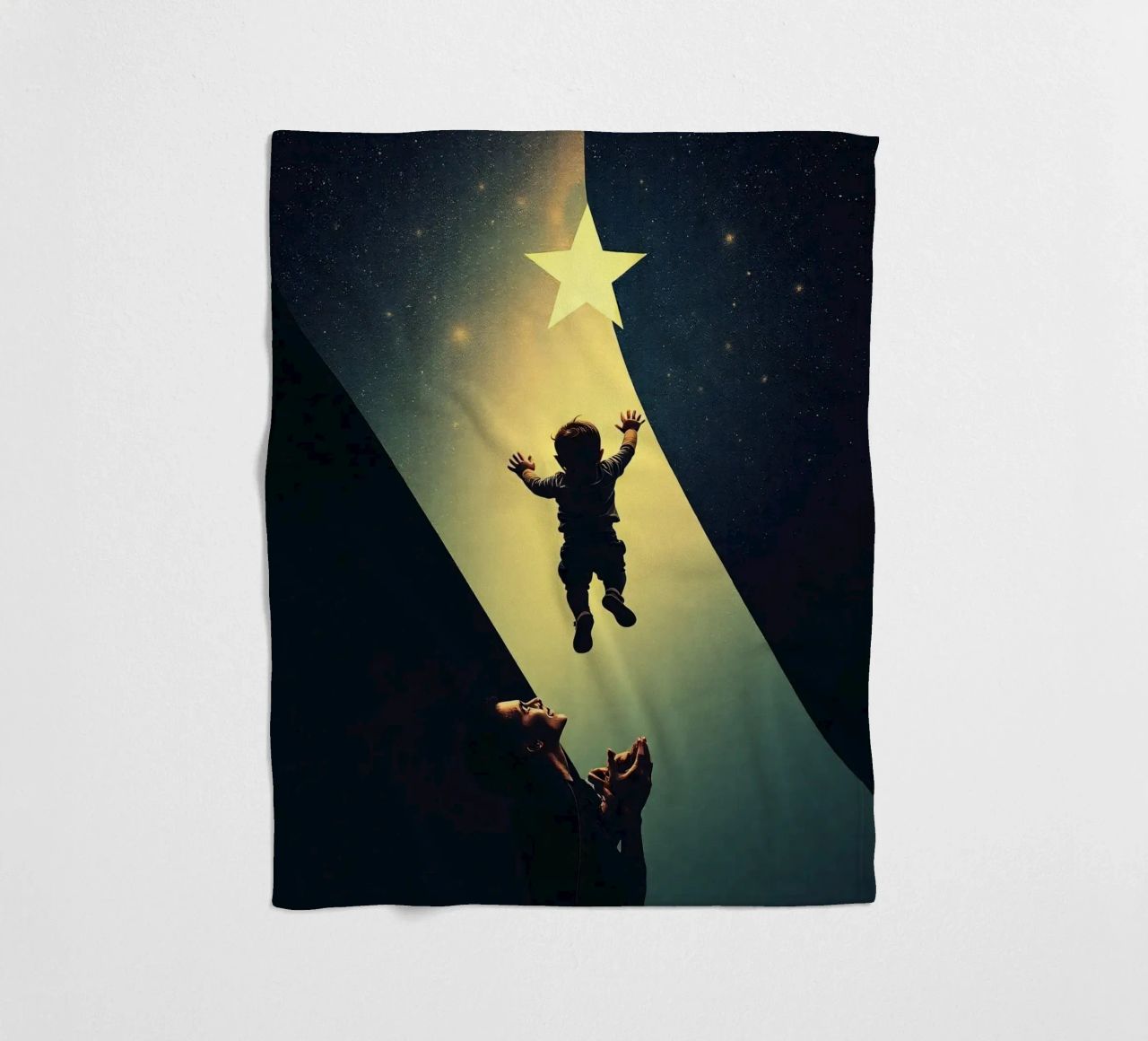 Enfant tentant d'atteindre une étoile sous le regard émerveillé d'un parent plaid polaire de DesignDoodle