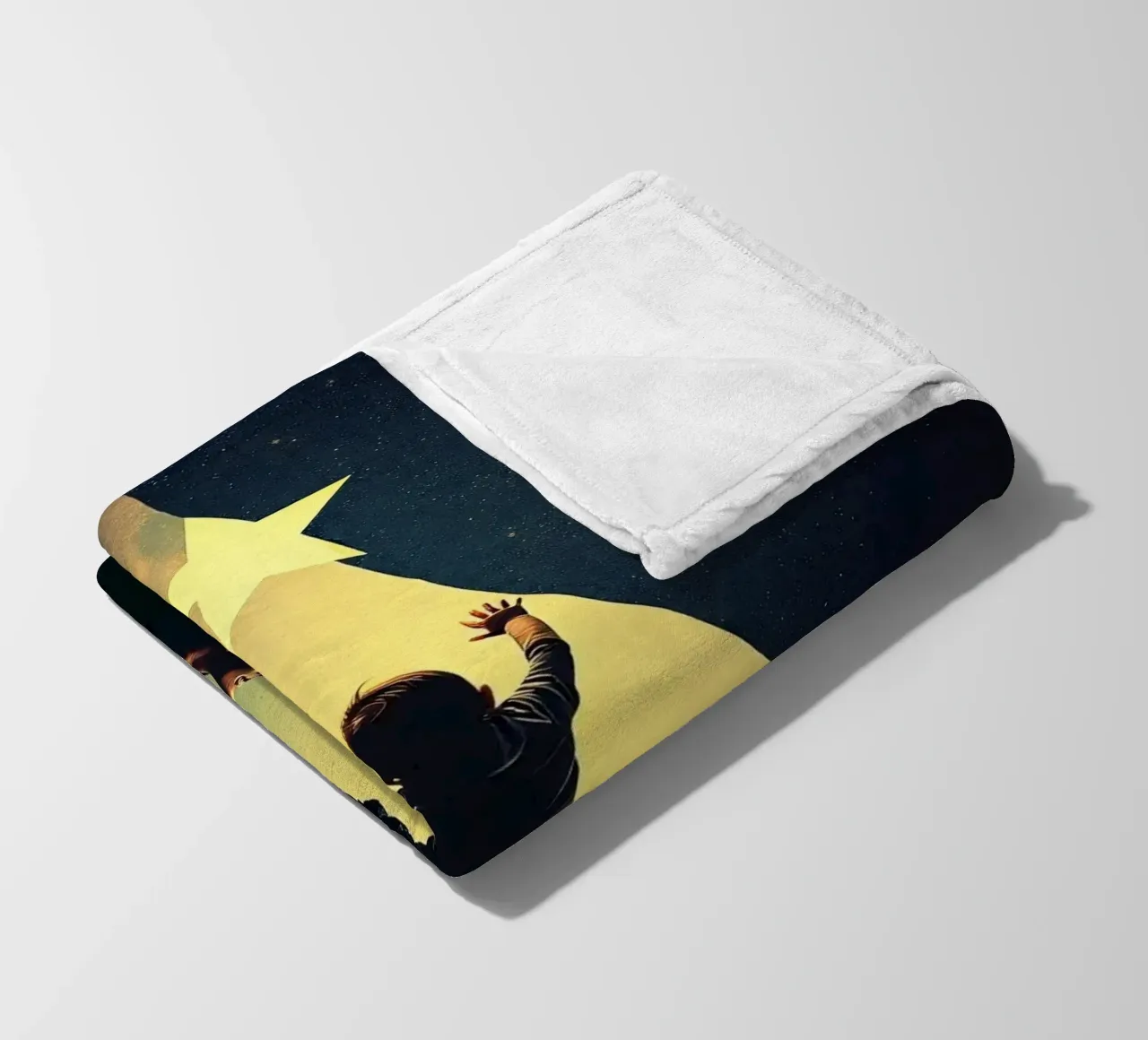 Child reaching for a star while parent looks on in awe fleece blanket by DesignDoodle