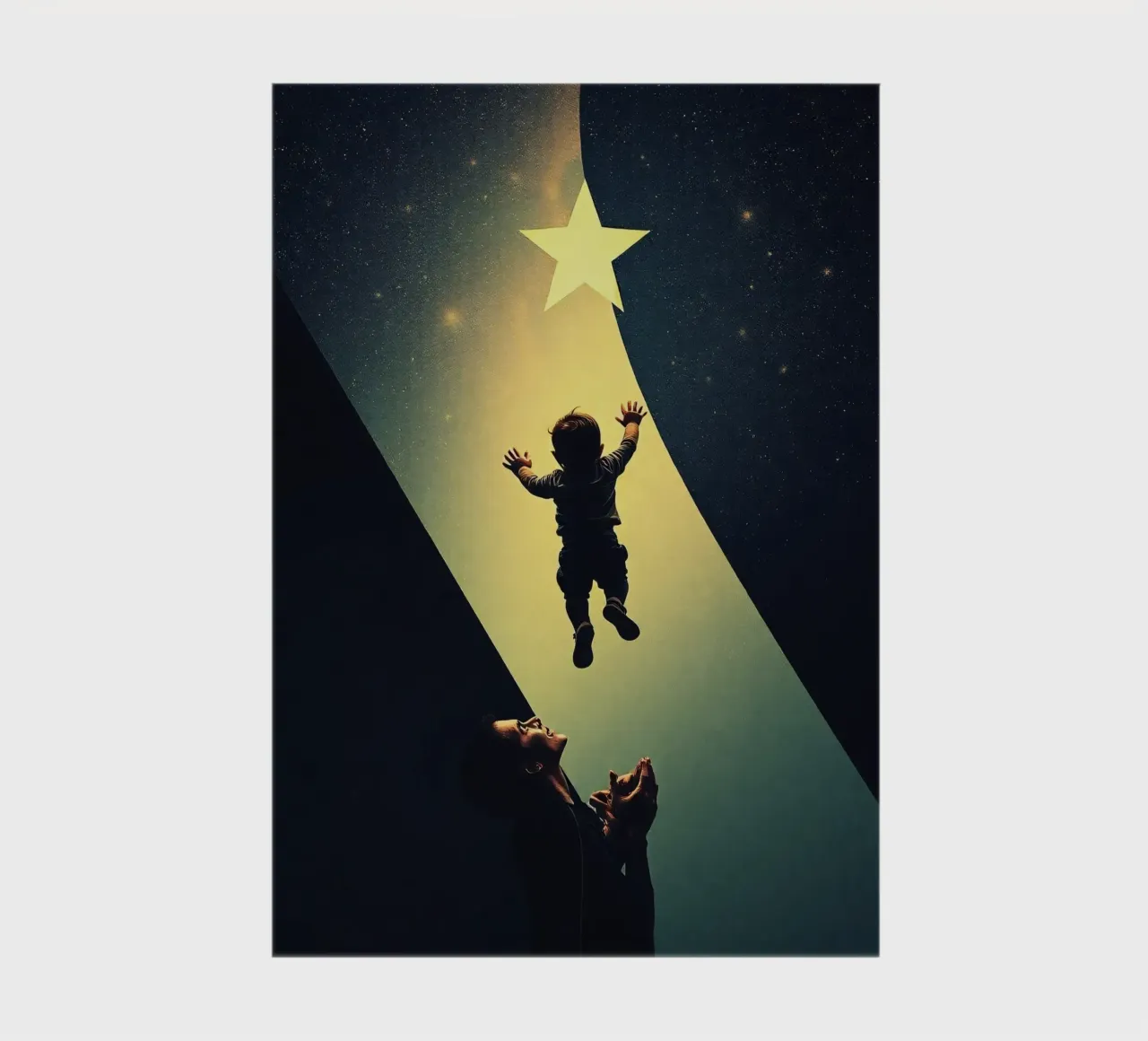 Child reaching for a star while parent looks on in awe notebook by DesignDoodle