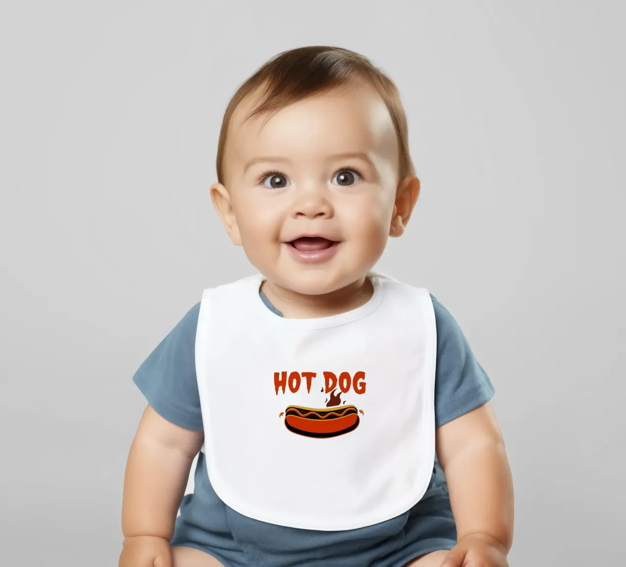 Design grafico di hot dog con lettere in grassetto e colori vivaci bavaglino da DesignDoodle