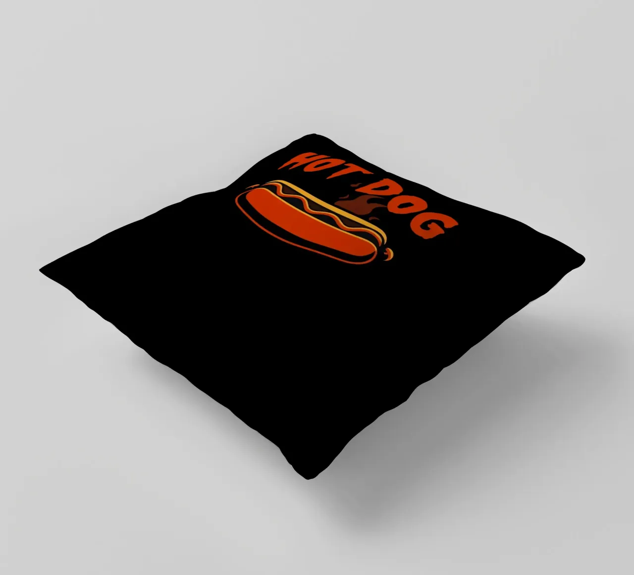 Design grafico di hot dog con lettere in grassetto e colori vivaci cuscino da DesignDoodle