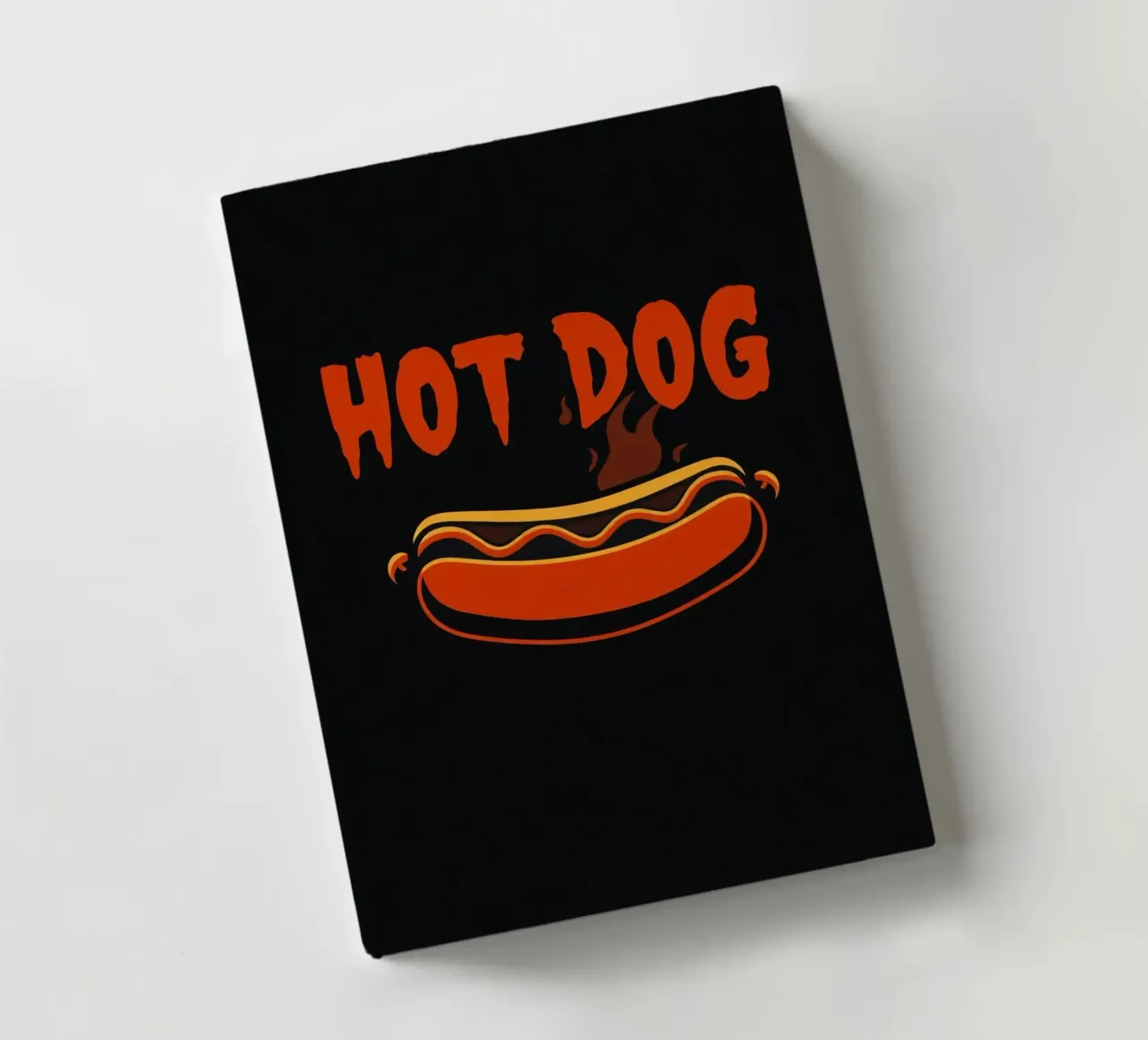 Design grafico di hot dog con lettere in grassetto e colori vivaci diario da DesignDoodle