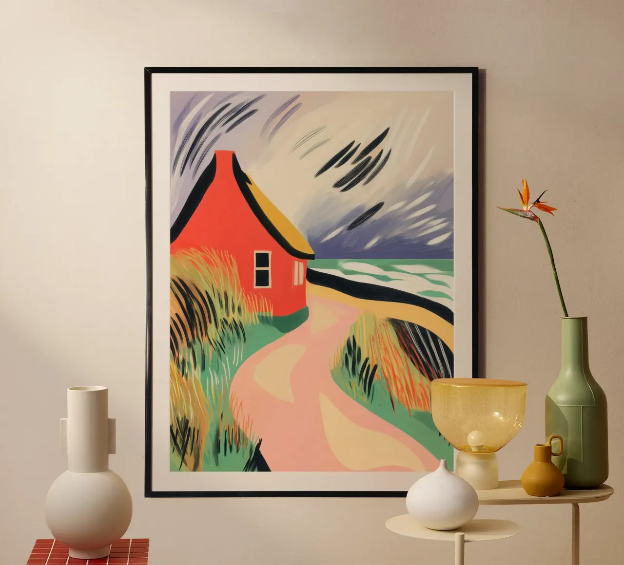 Paesaggio costiero del Mare del Nord nello Jutland, Danimarca poster con telaio in alluminio da Autofocus